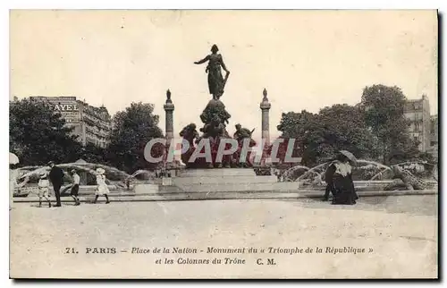 Ansichtskarte AK Paris Place de la Nation Monument du Triomphe de la Republique et les Colonnes du Trone