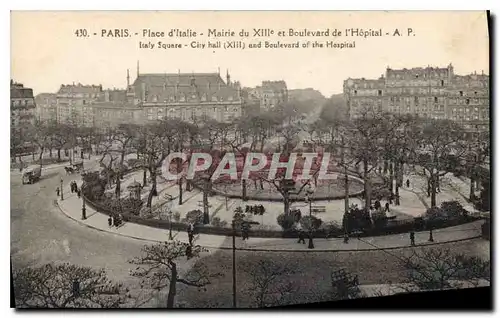 Cartes postales Paris Place d'Italie Mairie du XIIIe et Boulevard de l'Hopital