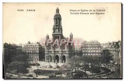 Cartes postales Paris Place et Eglise de la Trinite