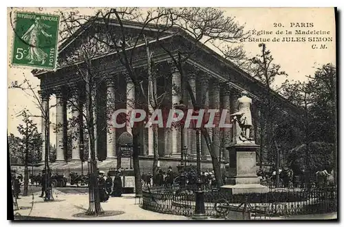 Ansichtskarte AK Paris Eglise de la Madeleine et statue de Jules Simon