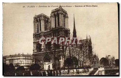 Cartes postales Paris Jardins du Parvis Notre Dame