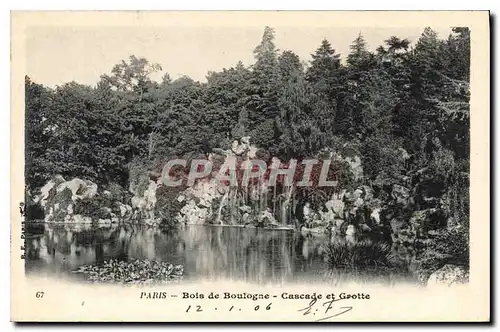 Cartes postales Paris Bois de Boulogne cascade et Grotte