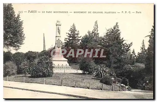 Ansichtskarte AK Paris Le Parc Montsouris Monument du Colonel Flatters