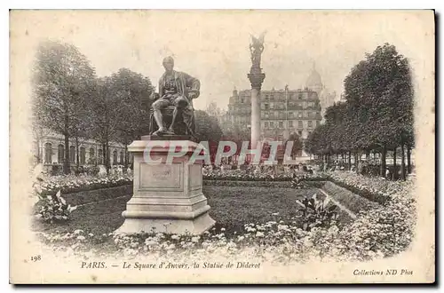 Ansichtskarte AK Paris Le Square d'Anvers La Statue de Diderot