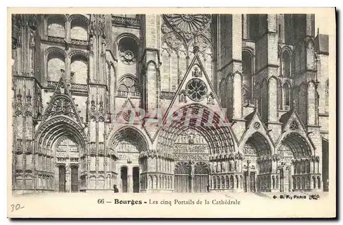 Ansichtskarte AK Bourges Les Cinq Portails de la Cathedrale