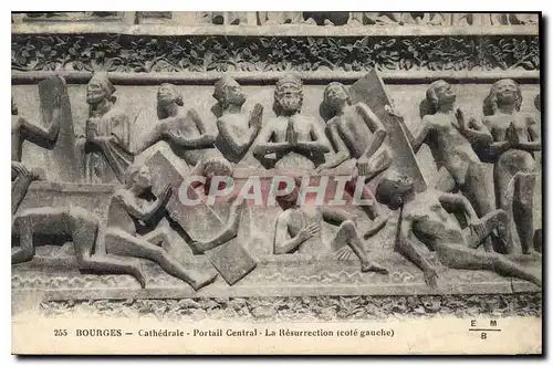 Cartes postales Bourges Cathedrale Portail Central La Resurrection (cote gauche)