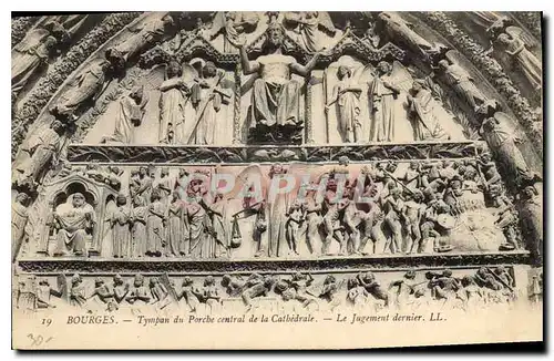 Ansichtskarte AK Bourges Tympan du Porche centrale de la Cathedrale Le Jugement dernier