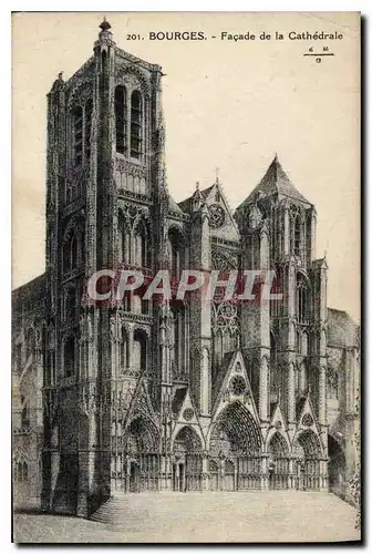 Cartes postales Bourges Facade de la Cathedrale
