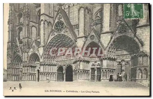 Cartes postales Bourges Cathedrale Les Cinq Portails