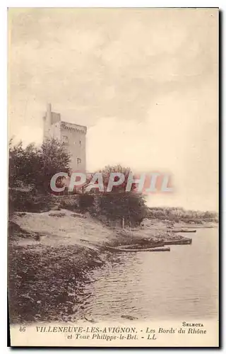 Cartes postales Villeneuve les Avignon Les Bords du Rhone et Tour Philippe le Bel