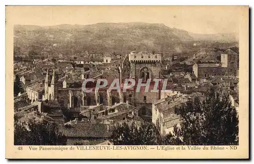 Cartes postales Villeneuve les Avignon Vue Panoramique L'Eglise et la Vallee du Rhone