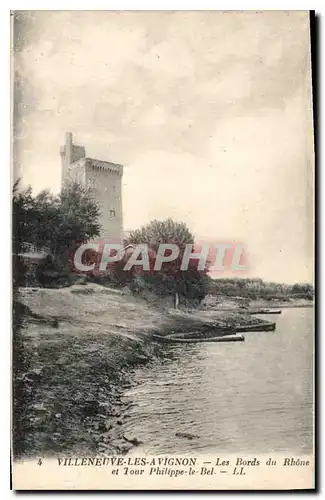 Cartes postales Villeneuve les Avignon Les Bords du Rhone et Tour Philippe le Bel