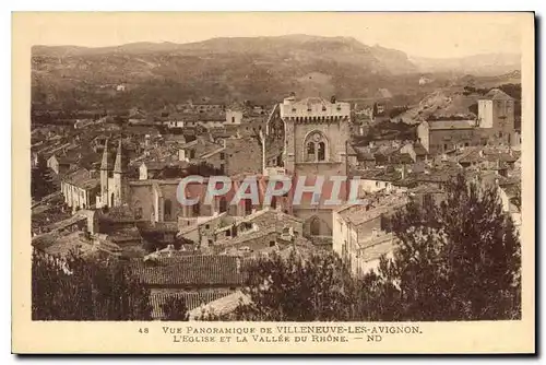 Cartes postales Villeneuve les Avignon Vue Panoramique L'eglise et la vallee du Rhone