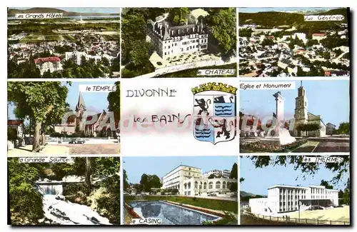 Cartes postales Divonne les Bains Ain Les Grands Hotels le Chateau vue generale le Temple Eglise et Monument la