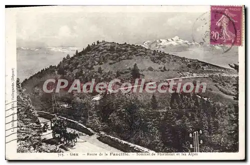 Cartes postales Gex Route de la Faucille Sommet de Florimont et les Alpes