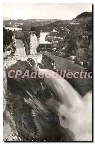 Cartes postales Barrage de Genissiat Ain vue d'ensemble Canal evacuateur et Doncine