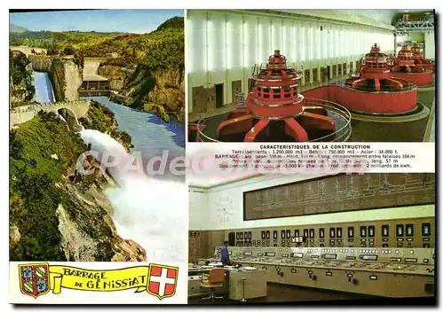 Cartes postales Grand Barrage de Genissiat Edite sous controle CNR Laprade et Bourdeix archtes