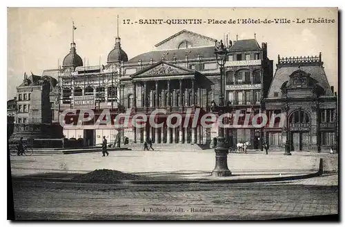 Cartes postales Saint Quentin Place de L'Hotel de Ville le Theatre