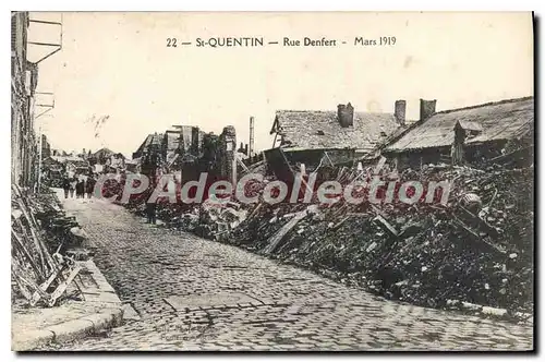 Cartes postales St Quentin Rue Denfert Mars 1919