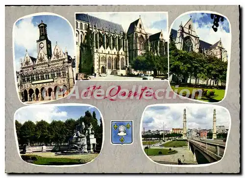 Cartes postales Souvenir de Saint Quentin Aisne l'Hotel de Ville la Basilique la Basilique les Champs Elysees vu