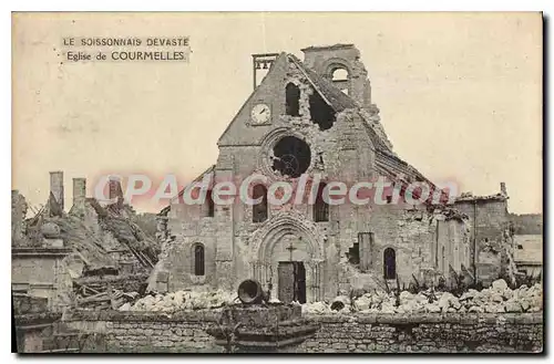 Ansichtskarte AK Le Soissonnais Devaste Eglise de Courmelles