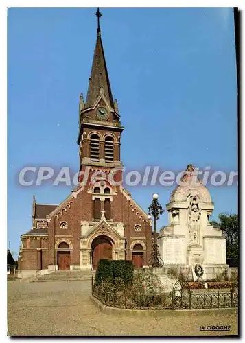 Ansichtskarte AK Flavy le Martel l'Hotel de Ville l'Eglise et le Monument aux Morts