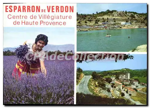 Cartes postales Esparron de Verdon Alpes de Haute Provence village provencal dominant le lac forme par la barrag