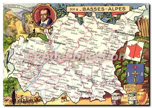 Cartes postales Basses Alpes forme en 1790 d'une partie de la Provence