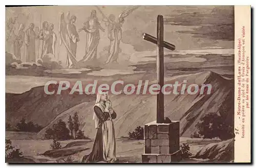 Ansichtskarte AK Notre Dame du Laus Hautes Alpes Benoite en priere au pied de la Croix d'Avancon est visitee par