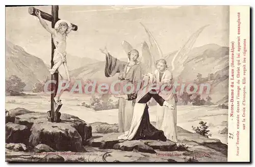 Cartes postales Notre Dame du Laus Hautes Alpes Soeur Benoite extasiee devant l'image du Christ qui lui apparait
