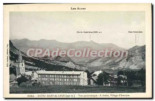 Cartes postales Les Alpes Notre Dame du Laus vue panoramique a droite village d'Avancon