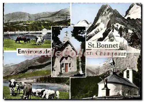 Cartes postales Les Hautes Alpes Environs de S Bonnet en Champsaur le Lac de l'Aullagnier le Gioberney Chapelle