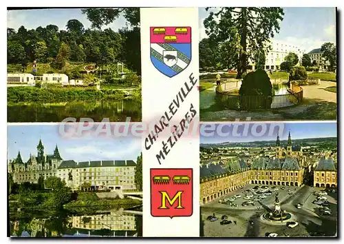 Cartes postales Charleville Mezieres Ardennes Charleville La Meuse Mezieres La Meuse et l'Hotel de Ville