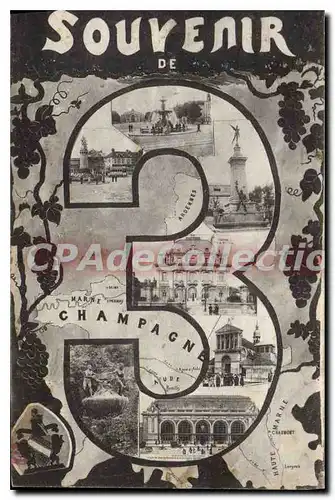 Cartes postales Souvenir de 3 Champagne