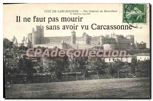 Ansichtskarte AK Cite de Carcassonne Vue Generale du Nord Ouest