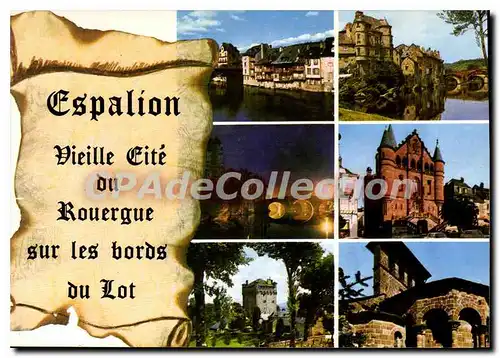 Cartes postales Espalion Aveyron Vieilles maisons Effet de nuit Tour de Masse