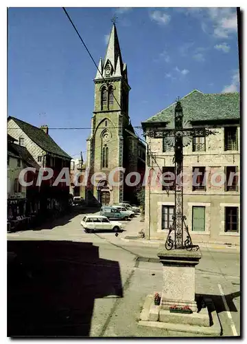 Cartes postales Sainte Genevieve sur Argence Aveyron Place de l'Eglise