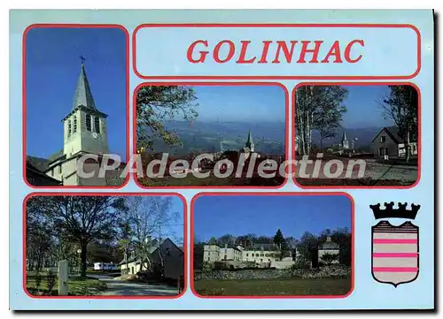 Cartes postales Golinhac Aveyron Le Clocher Vue generale Le Chateau des Vernhettes Point de vue du Camping