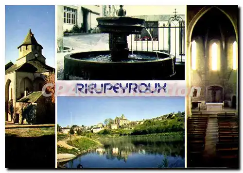 Cartes postales Rieupeyroux Aveyron L'Eglise romane Style roman et ogival La Fontaine gallo romaine Le Griffoul