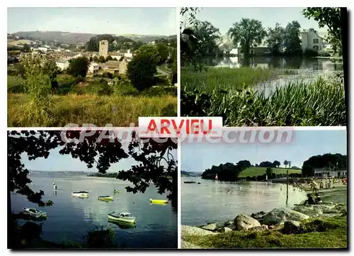Cartes postales Arvieu Aveyron Vue generale L'Etang Le Lac de Pareloup La plage du lac de Pareloup