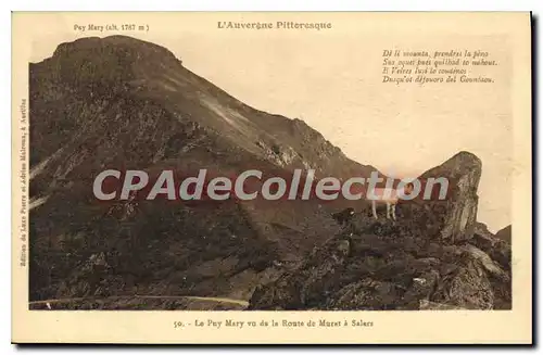 Cartes postales L'Auvergne Pittoresque Le Puy Mary vu de la Route de Murat a Salers