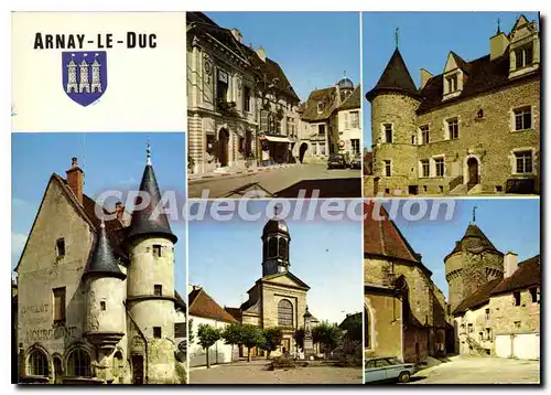 Moderne Karte ARNAY-le-DUC �glise ch�teau  Motte-Forte