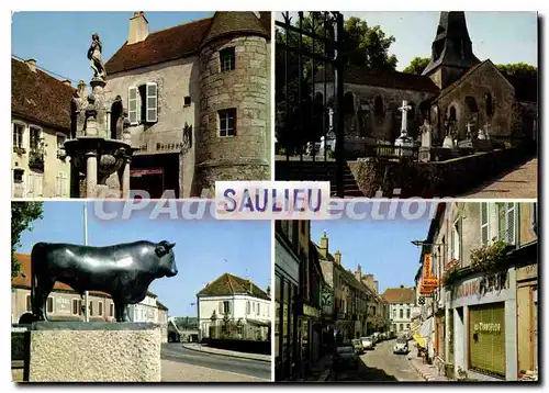 Cartes postales moderne SAULIEU fontaine de Caristie �glise march�