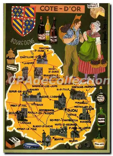 Cartes postales moderne carte touristique C�te d'Or