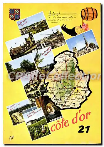 Cartes postales moderne carte touristique C�te d'Or