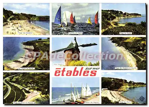 Cartes postales moderne ETABLES-sur-MER plage r�gates moulin