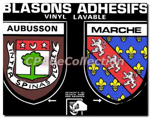 Moderne Karte AUBUSSON MARCHE blasons adh�sifs