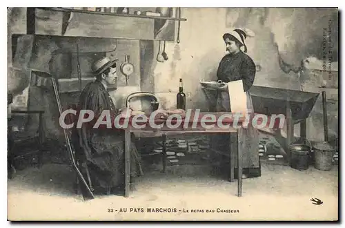 Cartes postales au pays Marchois repas du chasseur