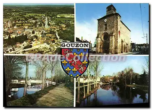 Cartes postales moderne GOUZON vue g�n�rale �glise pont