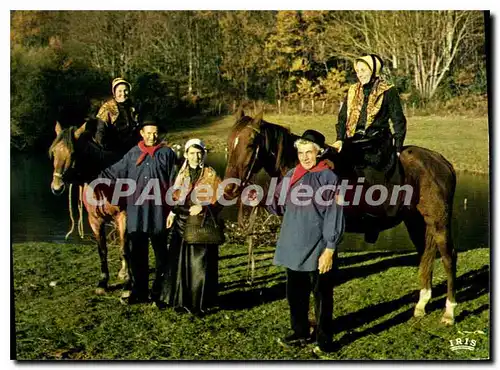 Moderne Karte groupe Marchois � cheval folklore